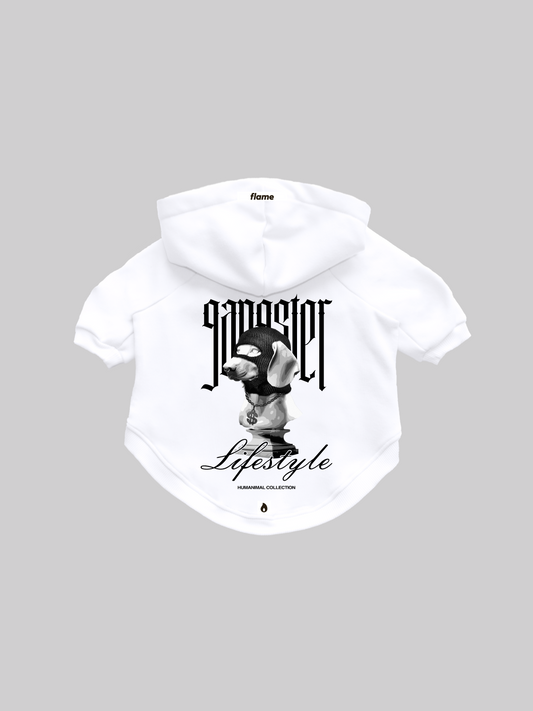 White Dog Hoodie - Gangster