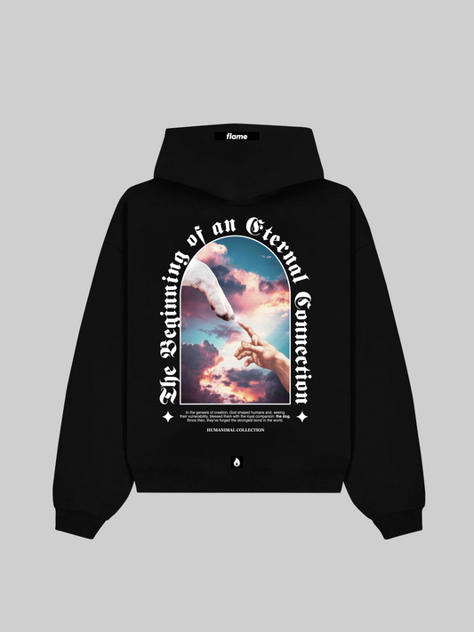 Black Oversized Hoodie - The Creation of Adam